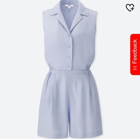 UNIQLO Baby Blue Collared Sleeveless Romper with Pockets Women’s Small - Picture 2 of 8